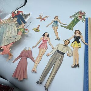 Vintage paper doll set, Hedy Lamar, Tony Martin, Judy Garland & Lana Turner w/cl